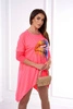 Oversize-Bluse mit Regenbogen-Lippen-Print rosa Neon