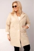 Women's Plus Size quilted jacket with decorative buttons and collar dark beige