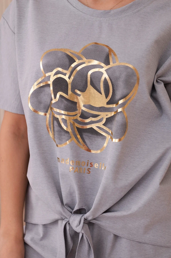 Sada s potiskem new punto halenkové + šortky šedý