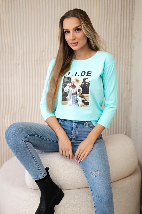 Blouse with print Tide mint