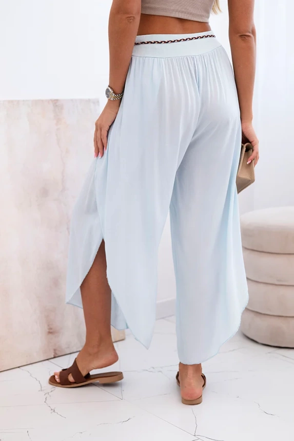 Damenhose aus Viskose mit Beinschlitz blau