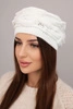 Women's winter hat with decorative weave and crystals K398 white