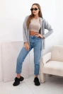 Bluza damska z kapturem i troczkiem na dole szara