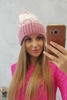 Cap with a pompom Abigail K326 powdered pink+ecru
