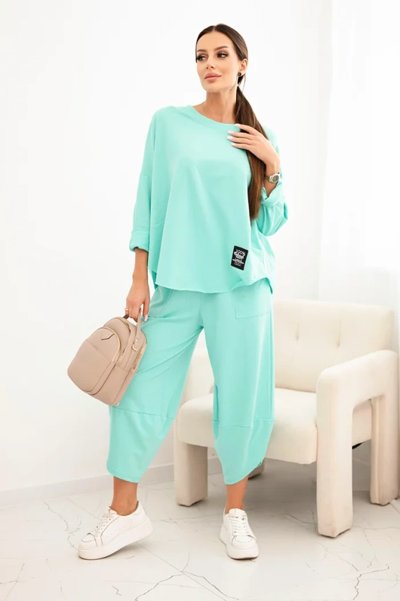 Baumwollset Hoodie + Hose mintgrün