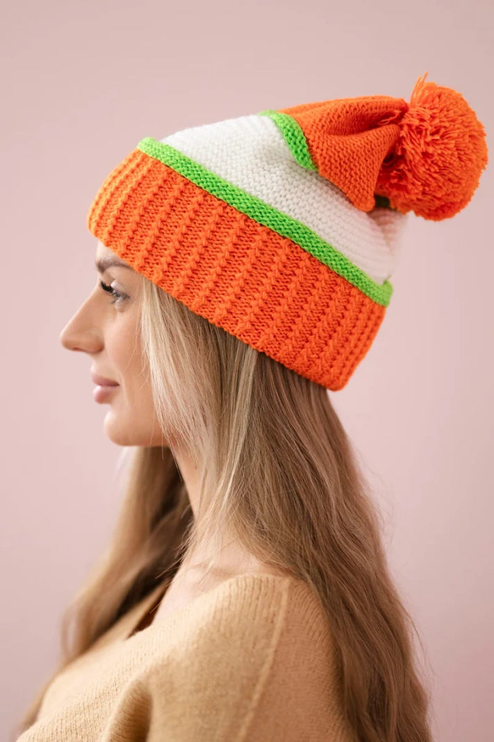 Women's cap Kinga K297 orange + green neon + white