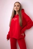 Isoliertes Baumwoll-Set, Sweatshirt mit bestickter + Hose rot