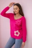 Sweater blouse with a floral pattern fuchsia