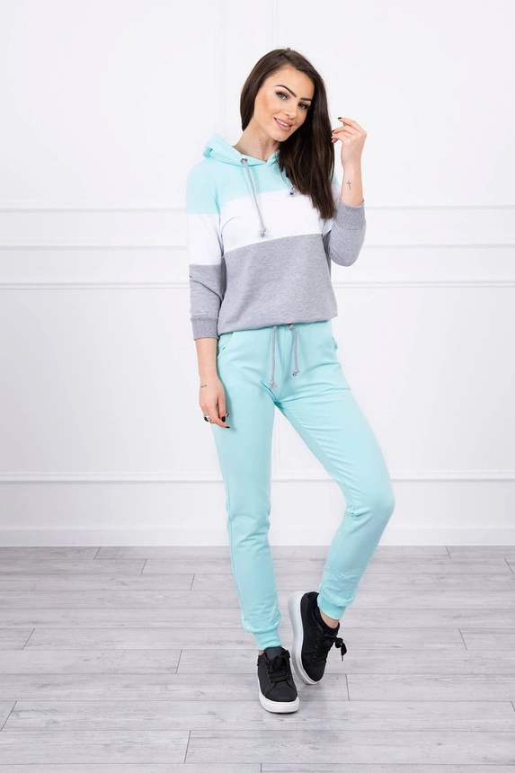 Spalvingas dryžuotas rinkinys mėtų+baltos spalvos