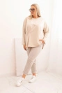 Women's Plus Size blouse with cotton, featuring a pocket and rolled sleeves kiwi