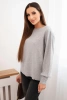 Women's viscose sweater with long sleeves and side slits gray
