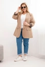 Plus Size women's jacket with leopard lining camel