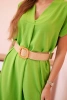 Dress with a decorative belt light green