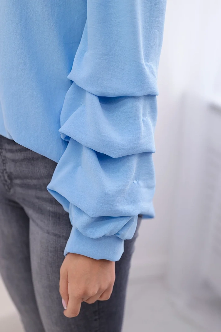 Spanish blouse with decorative sleeves blue