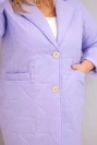 Dámska bunda Plus Size prešívaná s ozdobnými gombíkmi a golierom svetlofialová