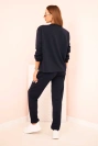 Women's set buttercream sweatshirt and pants with elastic navy blue