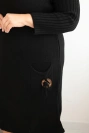 Damen Plus Size Strickkleid mit Mohair Oversize mit Tasche schwarz