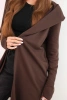 Women's cotton hoodie with an extended front brown