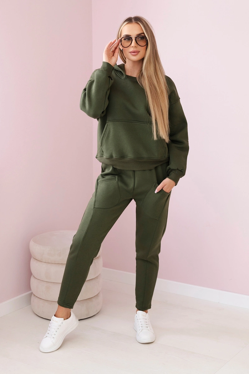 Komplet ocieplany bluza + spodnie khaki zdjęcie 2