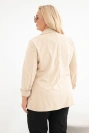 Dámské sako Plus Size manšestrové s klopami a kapsami béžová