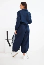 Women's cotton set with oversize pants and contrasting stripes navy