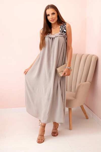 Damenkleid mit Trägern mit Leopardenmuster fango