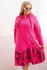 Damen Plus Size Baumwollkleid mit Kapuze und Rüsche rosa