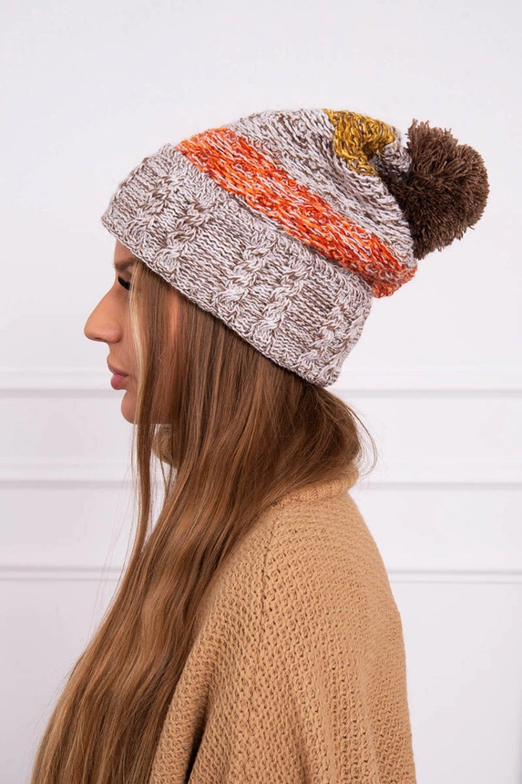 Cap with fleece Pola K267 mocca + mustard