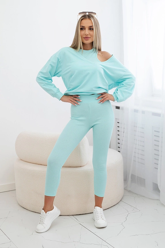3-piece set sweatshirt + top + leggings mint