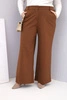 Damenhose Plus Size mit weitem Bein und hohem Bund dunkel camel