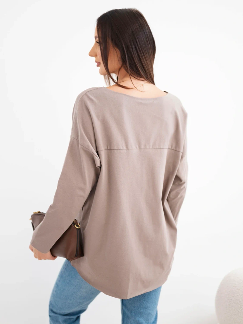 Women's loose-fit cotton blouse with an extended back fango