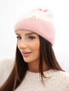 A hat women's classic with decorative emblem powder+ecru