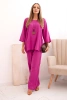 Women's set made of viscose, blouse with a necklace and pants purple
