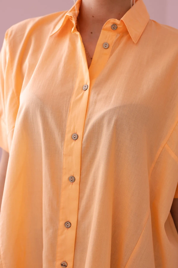 Short-sleeved cotton shirt apricot