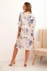 Women's cotton dress with a floral pattern and 3/4 sleeve beige
