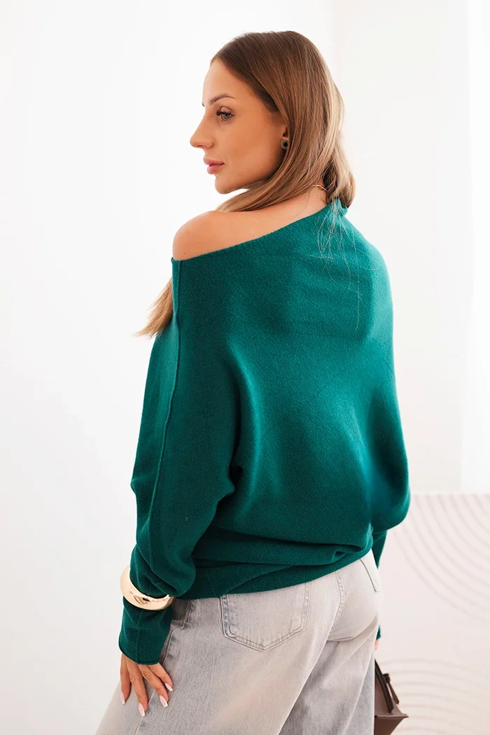 Damenpullover aus Viskose asymmetrisch Batwing hell türkis