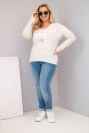 Plus Size women's blouse distressed with the inscription Love You More beige