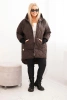 Women's Plus Size winter jacket quilted with a hood brown