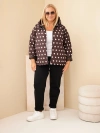 Damenjacke Plus Size mit Kapuze in Tupfen braun