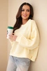 Dámská mikina s výšivkou volného střihu máslová žlutá