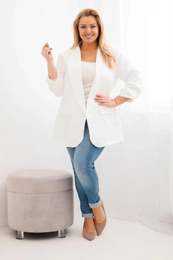 Elegant Plus Size women's jacket ecru