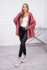 Hooded sweater with batwing sleeve dark pink