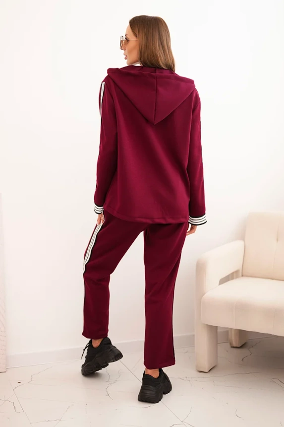 Women's set with viscose, featuring piping and a sports jacket plum
