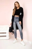 Längeres Damen-Sweatshirt mit Kapuze und Reißverschluss schwarz