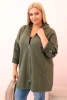 Bluza damska Plus Size z wiskozą rozpinana z kapturem khaki