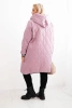 Damenjacke Plus Size gesteppte mit Kapuze und sportlichen Bündchen dunkelrosa