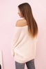 Loose-fitting women's mohair sweater with a V-neck powder pink