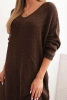 Plus Size women's dress wool with V-neck brown