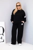 Moteriškas Plus Size komplektas su laisvu džemperiu ir plačiomis kelnėmis juodas