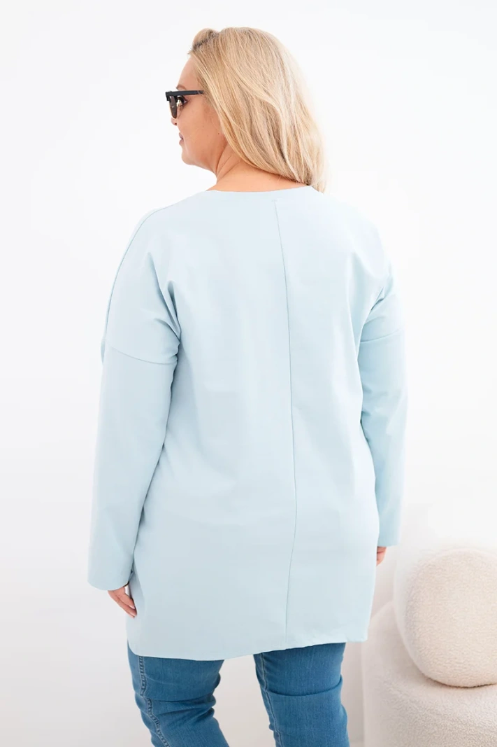 Women's Plus Size blouse with a longer back and long sleeves dark mint